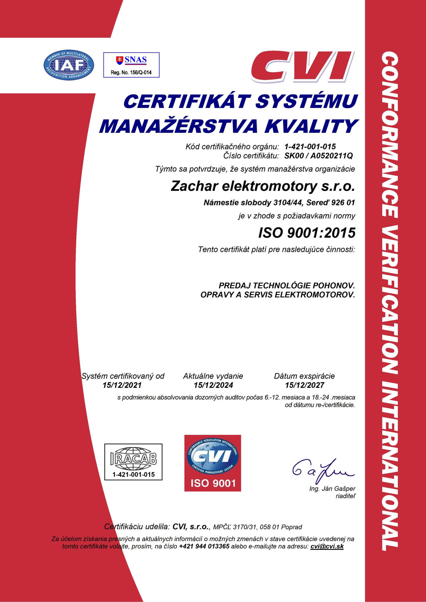 certifikat zachar